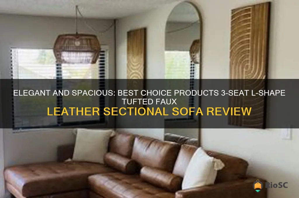 best choice products 3-seat l-shape tufted faux leather sectional sofa