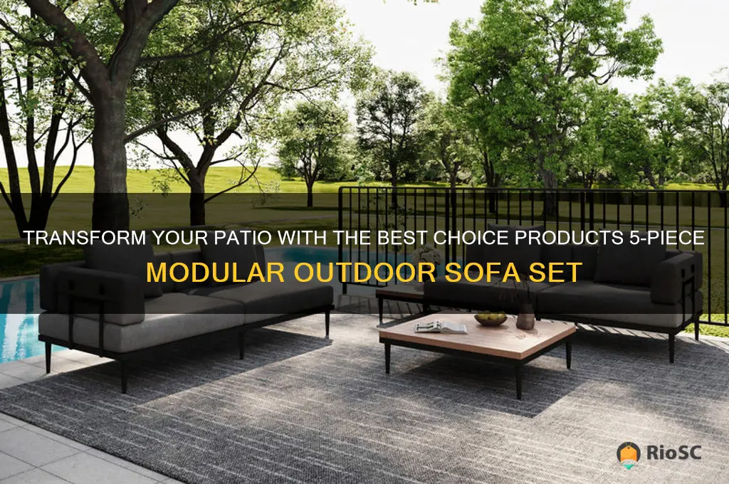 best choice products 5-piece modular outdoor sofa conversation furniture set