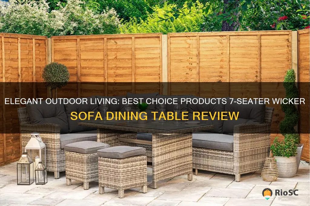 best choice products 7-seater conversation wicker sofa dining table