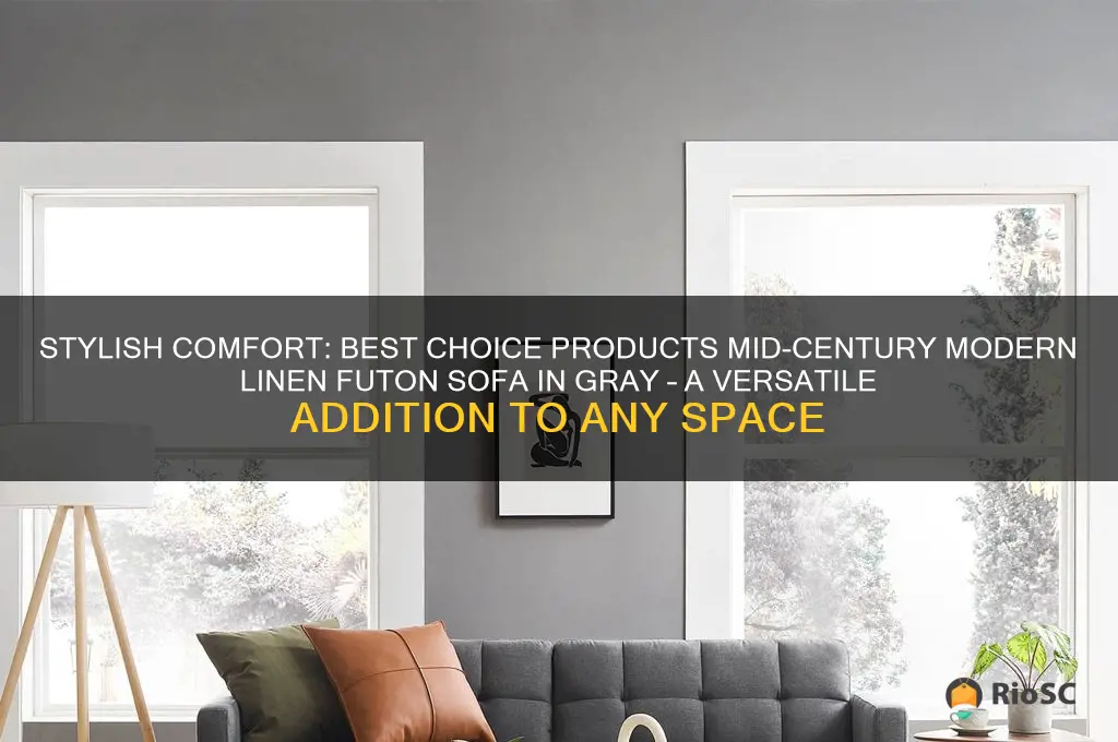 best choice products mid century modern linen futon sofa gray