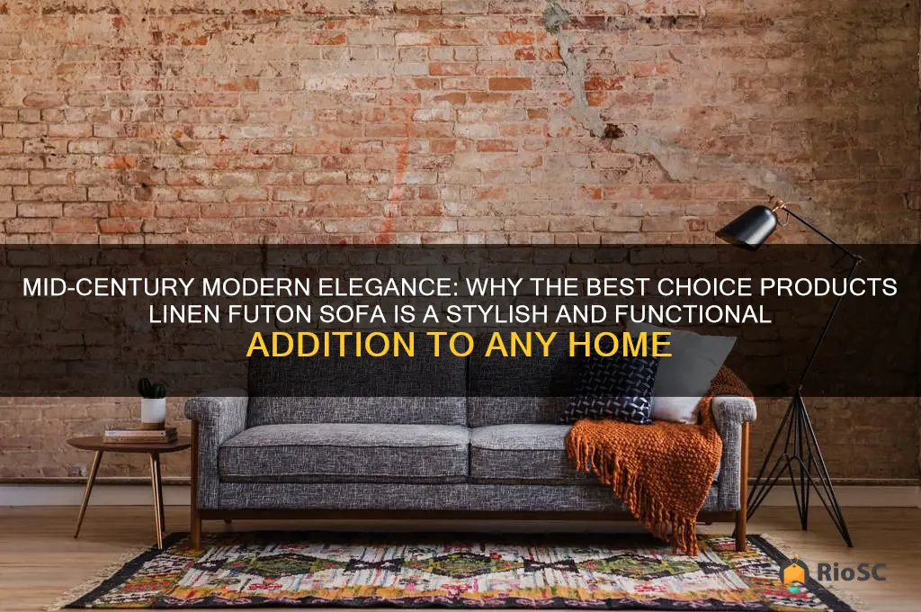 best choice products mid century modern linen futon sofa