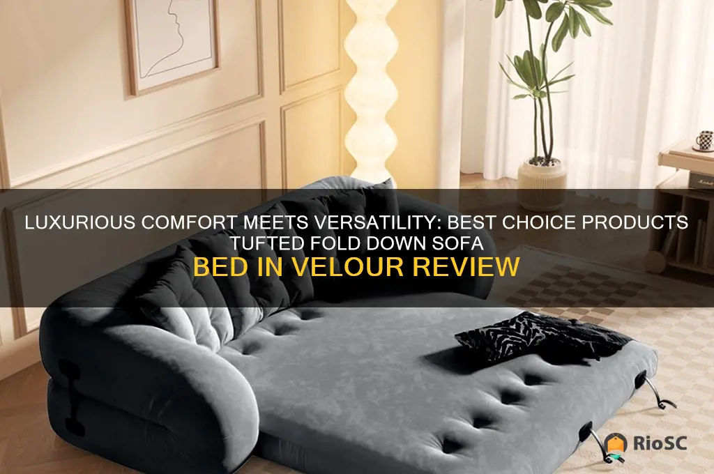 best choice products tufted fold down sofa bed in velour