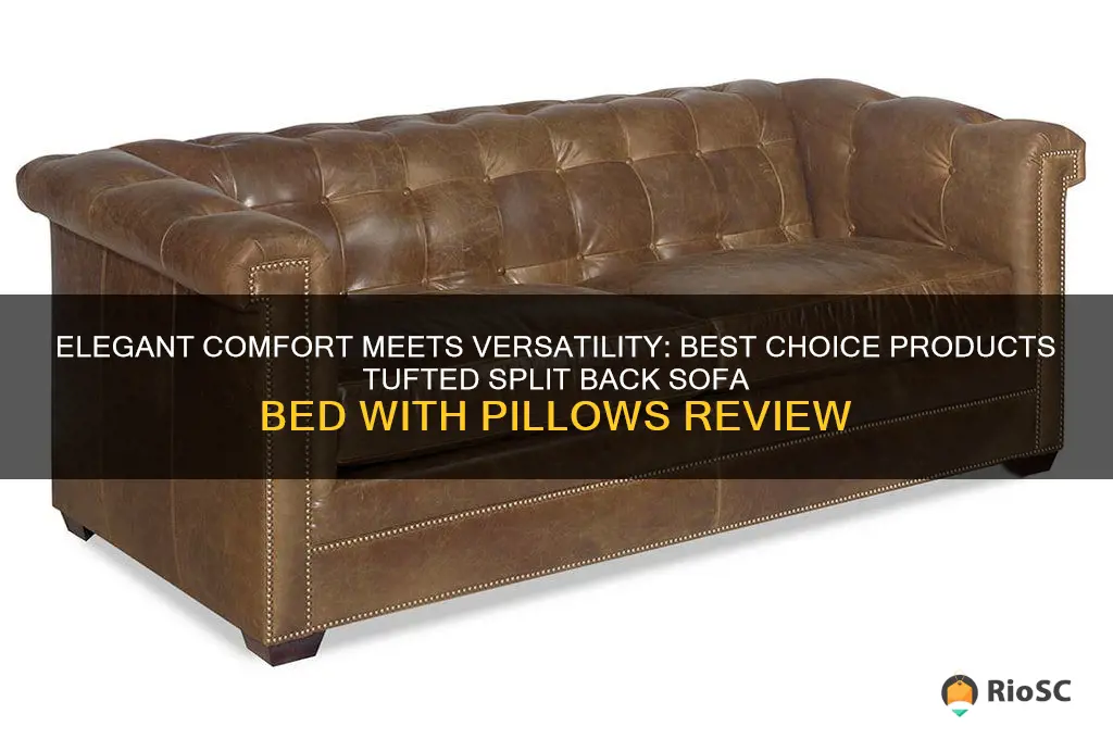 best choice products tufted split back sofa bed with pillows
